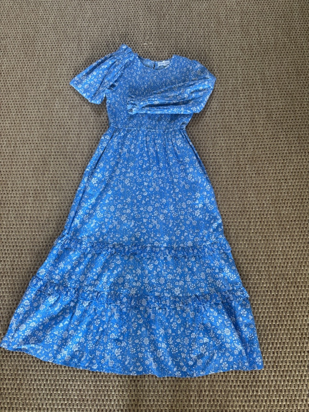 Blue Floral Maxi Dress - Women's Elegant Tiered Design